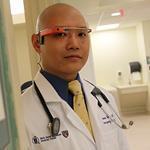 Dr. Steven Horng shows Google Glass that he and other doctors will use to read patient records.