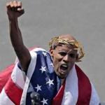 Meb Keflezighi celebrated after becoming the first American to win the Boston Marathon since 1983.