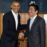 President Obama and Japanese Prime Minister Shinzo Abe shook hands before having dinner at Sukiyabashi Jiro sushi restaurant in Tokyo on Wednesday.