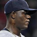 Yankees pitcher Michael Pineda didn’t have pine tar on his neck in the first inning Wednesday, but in the second inning the substance was clearly visible. (AP Photo/Elise Amendola)