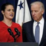  Madeleine Smith, a graduate of Harvard University who had been raped while attending college, spoke in Washington on Tuesday as Vice President Joe Biden listened on.