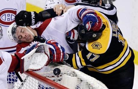 Milan Lucic tussled with Brendan Gallagher in the third period.
