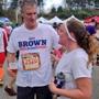 Senate candidate Scott Brown chatted with a fellow runner after finishing a Cinco de Mayo-themed race in New Hampshire.