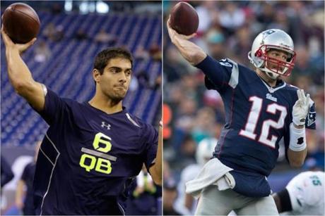 The Patriots had Tom Brady’s air apparent in mind when they picked Jimmy Garoppolo in the second round of last weekend’s draft.
