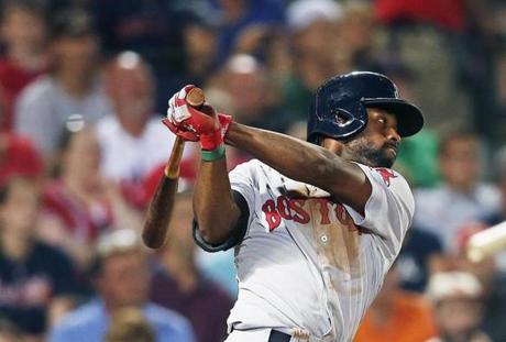 Jackie Bradley Jr. drove in two runs with a double in the seventh inning. 
