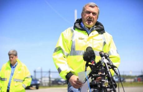 Massport's director of aviation, gave remarks to members of the media. 
