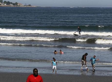 Beachgoers enjoyed Nahant on Sunday. A commission said more state funding for beaches would have wide impact.
