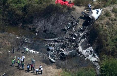 The scene of the Hanscom Field plane crash. 
