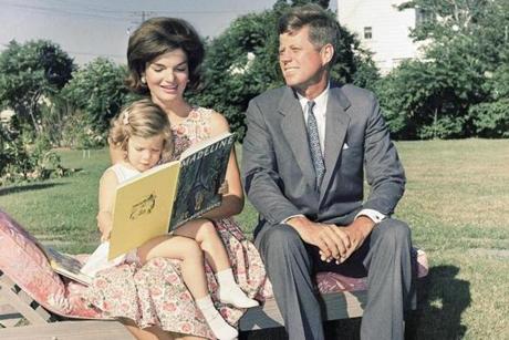 Caroline, Jacqueline, and John F. Kennedy, then a US senator, at Hyannis Port in 1960. 
