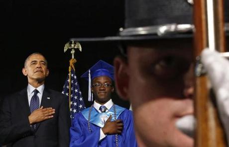 Obama was at the commencement to uphold the school as what a successful American high school should look like.
