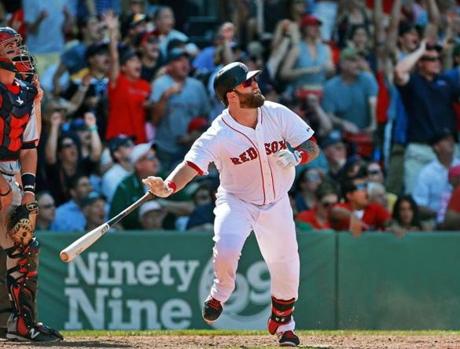 Mike Napoli?s home run in the tenth inning gave the Red Sox the win. 
