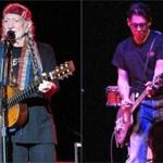 Willie Nelson was joined by the usual members of his Family Band and one special guest, Johnny Depp (right).