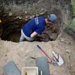 UMass graduate student Justin Warrenfeltz worked at an archeological dig at Burial Hill in Plymouth.