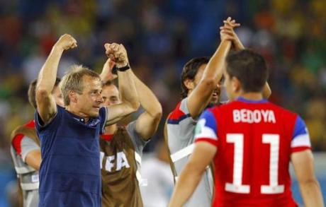 US coach Juergen Klinsmann (left) celebrated the June 16 win against Ghana.
