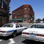 Vintage Boston Police cruisers were on standby for use in the film.