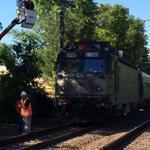 The crash caused the train to derail, but it was placed back on the tracks this morning. 