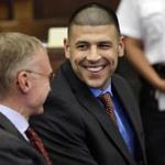 Former New England Patriots football player Aaron Hernandez spoke with his defense attorney. 