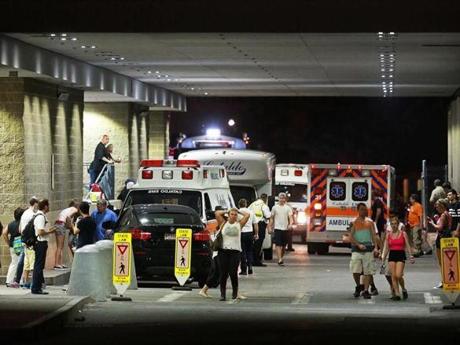 Ambulances were lined up outside of TD Garden as concert-goers departed. 
