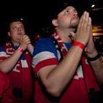 From left: Artie Melville of Milton, Adam Cyr of Somerville, and Eric Spence of Framingham were on edge while watching Sunday?s US vs. Portugal match at a watch party at the House of Blues.