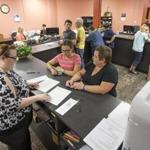 A line formed inside the County Clerk?s office in the St. Joseph County Courthouse after a judge struck down Indiana?s ban on same-sex marriages.