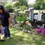 Annmarie Schieding and grandson Skyler, 8, visited Stephanie Schieding?s grave Wednesday.
