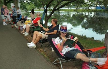 People were already gathering ahead of the Boston Pops Fireworks Spectacular on the Charles River Esplanade.
