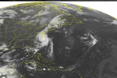 A NOAA satellite image taken early Friday showed Hurricane Arthur rolling across the Outer Banks of North Carolina.
