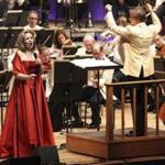 Conductor Rob Fisher and soprano Renée Fleming on opening night of the BSO season at Tanglewood on Saturday.