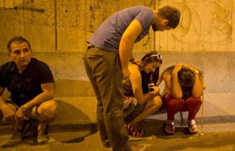 Israelis took shelter in a tunnel during a rocket attack in Tel Aviv.
