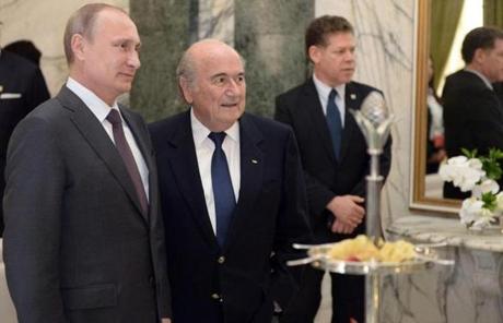 Russian President Vladimir Putin and FIFA President Joseph Blatter met before the game.
