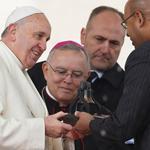 Pope Francis accepted a replica of the Liberty Bell from Philadelphia Mayor Michael Nutter as Archbishop Charles J. Chaput looked on during the pope?s general audience in St. Peter?s Square at the Vatican in March.