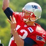 Tom Brady tossed the ball during a Patriots workout on Tuesday.  
