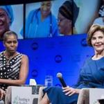 Michelle Obama and Laura Bush hosted a symposium for spouses of African leaders in Washington.