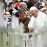 Pope Francis prayed at the site dedicated to unborn children while making a stop in Kkottongnae, South Korea, on Saturday.