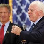 Scott Brown listened and Senator John McCain spoke Monday in Derry, N.H.