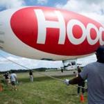 The Hood blimp prepared for takeoff from an airport in Danvers.