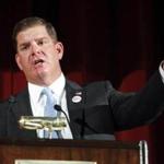 Boston Mayor Marty Walsh was among the politicians and labor activists who convened at the Park Plaza Hotel in Boston for the Labor Day Breakfast.