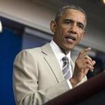 Obama said his administration has seen no intelligence that suggests an immediate threat to the U.S. from the Islamic State group. 
