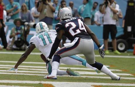 Dolphins wide receiver Mike Wallace scored a touchdown during the second half.
