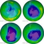 A NASA image of the ozone layer over the past 35 years. From 2000 to 2013, ozone levels climbed 4 percent in the key mid-northern latitudes at about 30 miles up.
