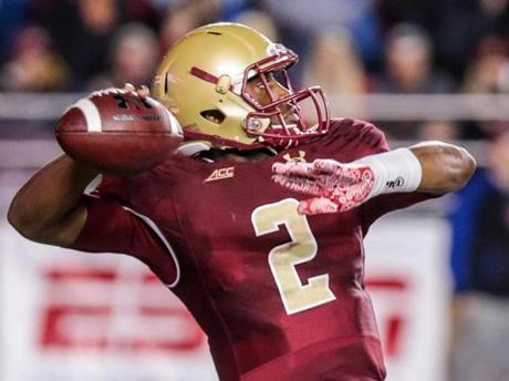 BC quarterback Tyler Murphy dropped back to pass during Saturday?s game.
