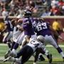 The Patriots defense had six sacks of the Vikings? Matt Cassel Sunday, and hurried him most of the day. Barry Chin/Globe Staff