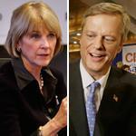 Charlie Baker prayed at a service in Grace Church of All Nations, while Martha Coakley met with voters at the Medford Community Day.