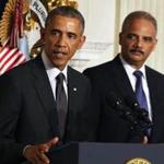 President Obama stood with Attorney General Eric H. Holder at his resignation.