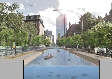Sea rise could bring a Clarendon Canal and other flood controls.
