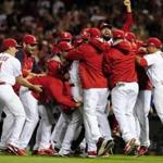 The jubilant Cardinals celebrate another trip to the NL Championship Series. Jeff Curry-USA TODAY Sports