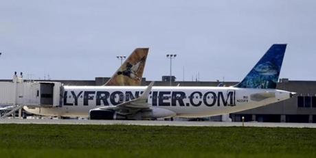 The Frontier Airlines plane that Amber Vinson flew from Cleveland to Dallas on Monday.
