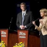 Martha Coakley and Charlie Baker debated over the Big Dig, economic development, and tax policy at UMass Dartmouth.