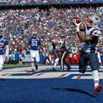 Patriots tight end Tim Wright hauls in a touchdown pass from Tom Brady against the Bills Oct. 12. Jim Davis/Globe Staff