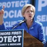 Sen. Elizabeth Warren (D-MA) addresses a rally in support of Social Security and Medicare on Capitol Hill in Washington, DC. 